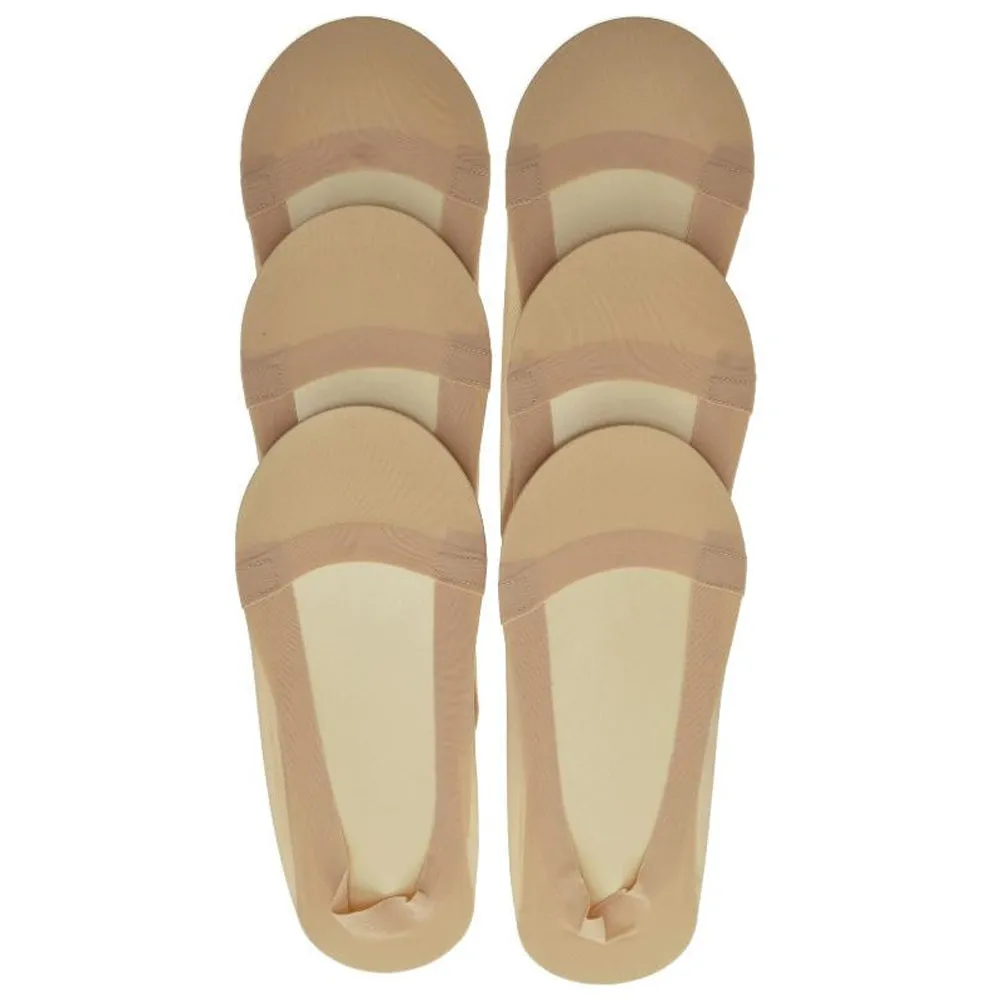 3 Pair Women No Show Cotton Socks Thin Cut Boat Liner Hidden Non Slip Beige 9-11