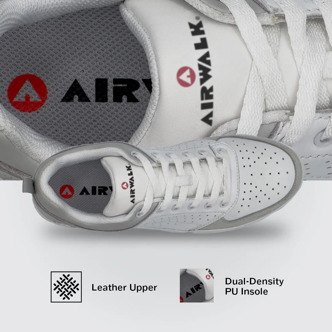 Airwalk Arena Low Top Composite Toe Mens Industrial Work Shoes, White/Grey, Size 7.5, Wide, Comfortable & Light Work Shoes for Men, Electric Hazard, Slip Resistant