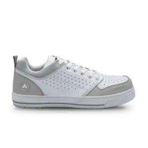 Airwalk Arena Low Top Composite Toe Mens Industrial Work Shoes, White/Grey, Size 7.5, Wide, Comfortable & Light Work Shoes for Men, Electric Hazard, Slip Resistant