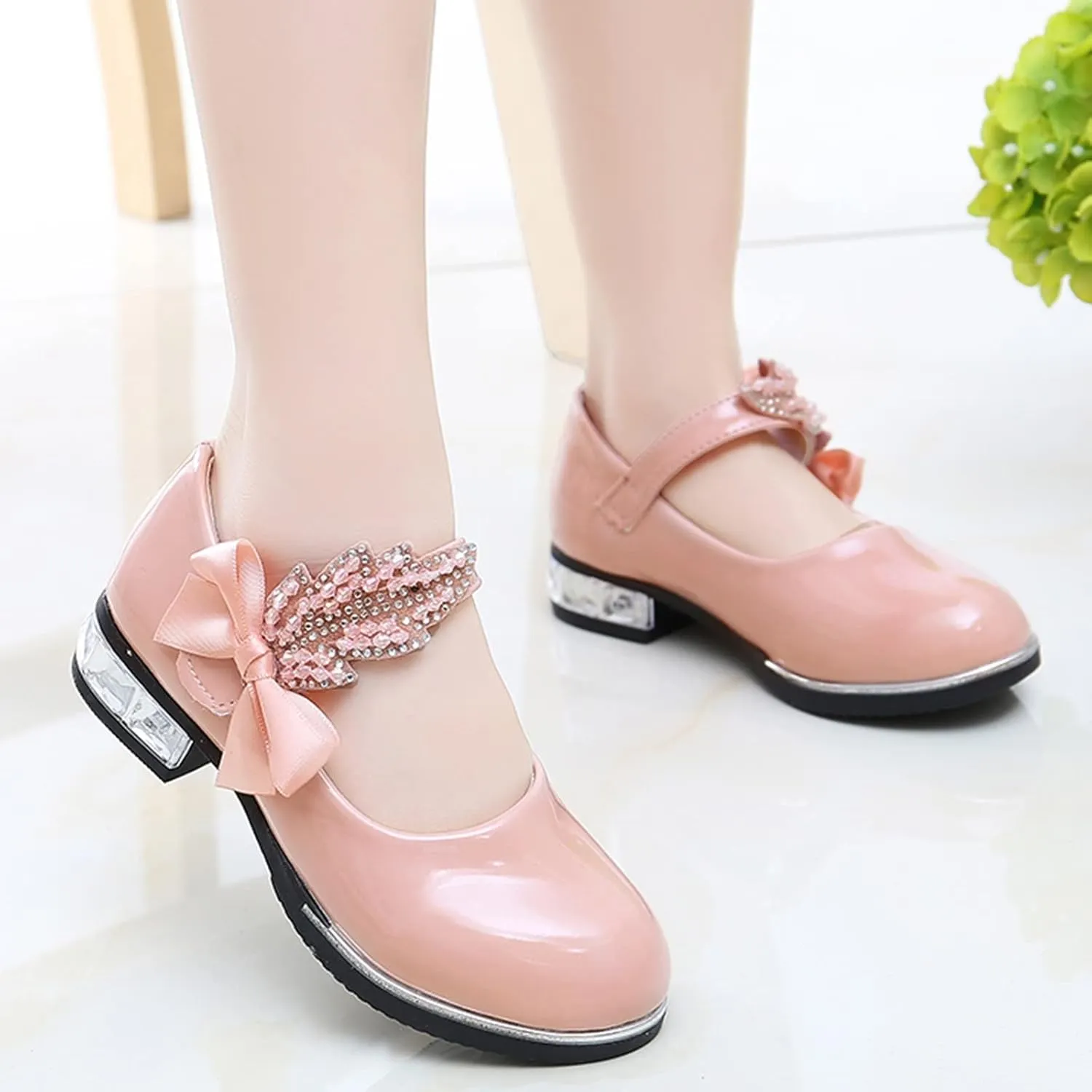 Baby Girl Shoes, 3-13 Years Little Girls Kids Low Heel Bowknot Princess Shoes Wedding School Party Dress Shoes