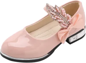 Baby Girl Shoes, 3-13 Years Little Girls Kids Low Heel Bowknot Princess Shoes Wedding School Party Dress Shoes
