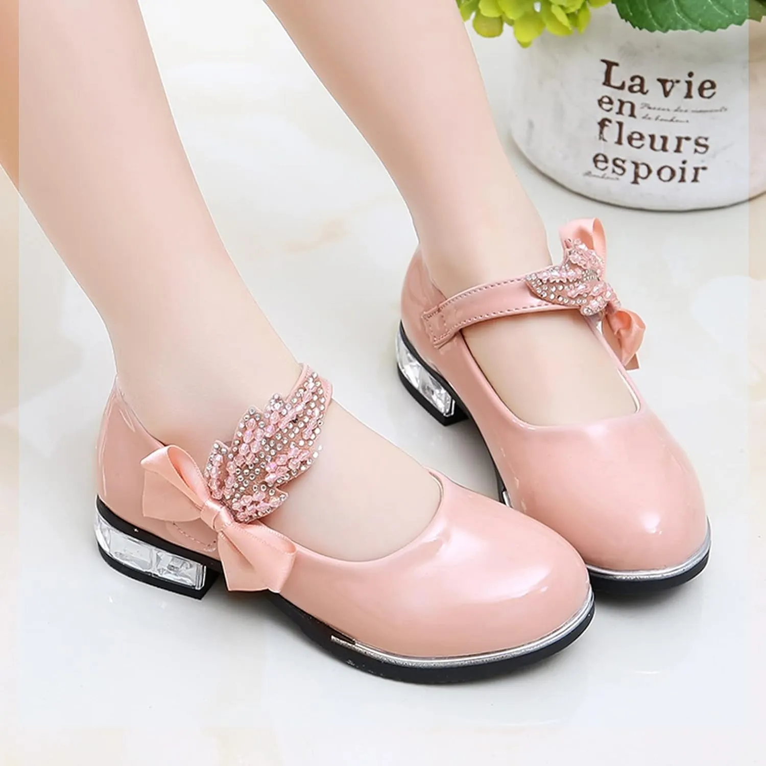 Baby Girl Shoes, 3-13 Years Little Girls Kids Low Heel Bowknot Princess Shoes Wedding School Party Dress Shoes