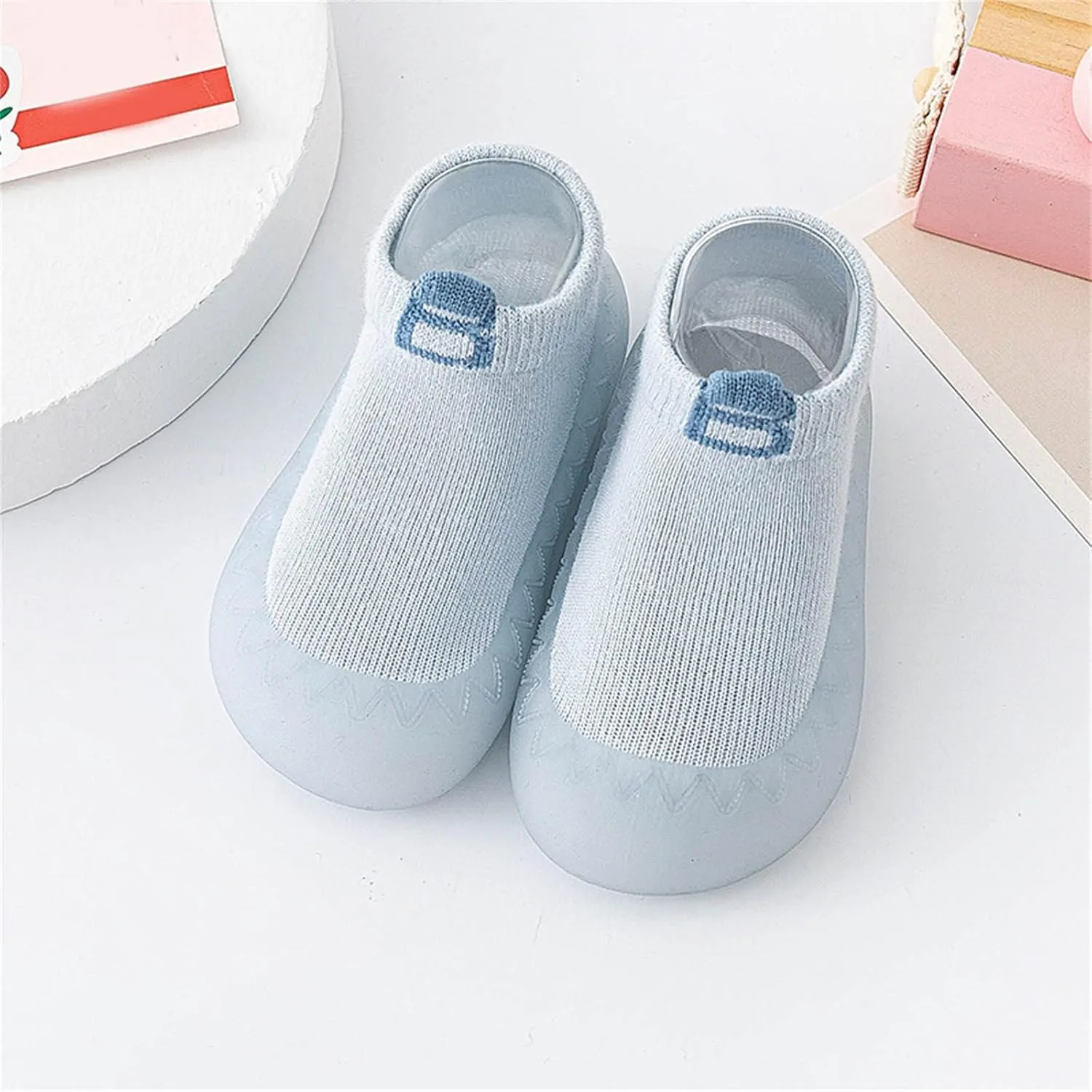 Baby Sock Shoes Infant Boys Girls Socks Shoes Toddler Fleece Warm Floor Socks Non Slip Prewalker Shoes White Shoes B