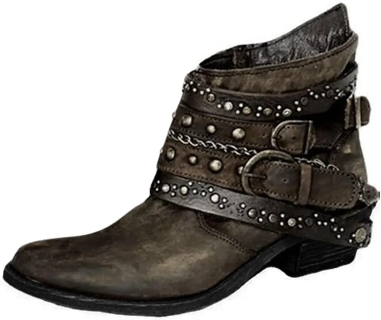Boots for Women Ankle Womens Booties Black Womens Wide Boots Wide Width Steel Toe Shoes for Women Casual Round Head Pointed Toe Stacked Mid Heel