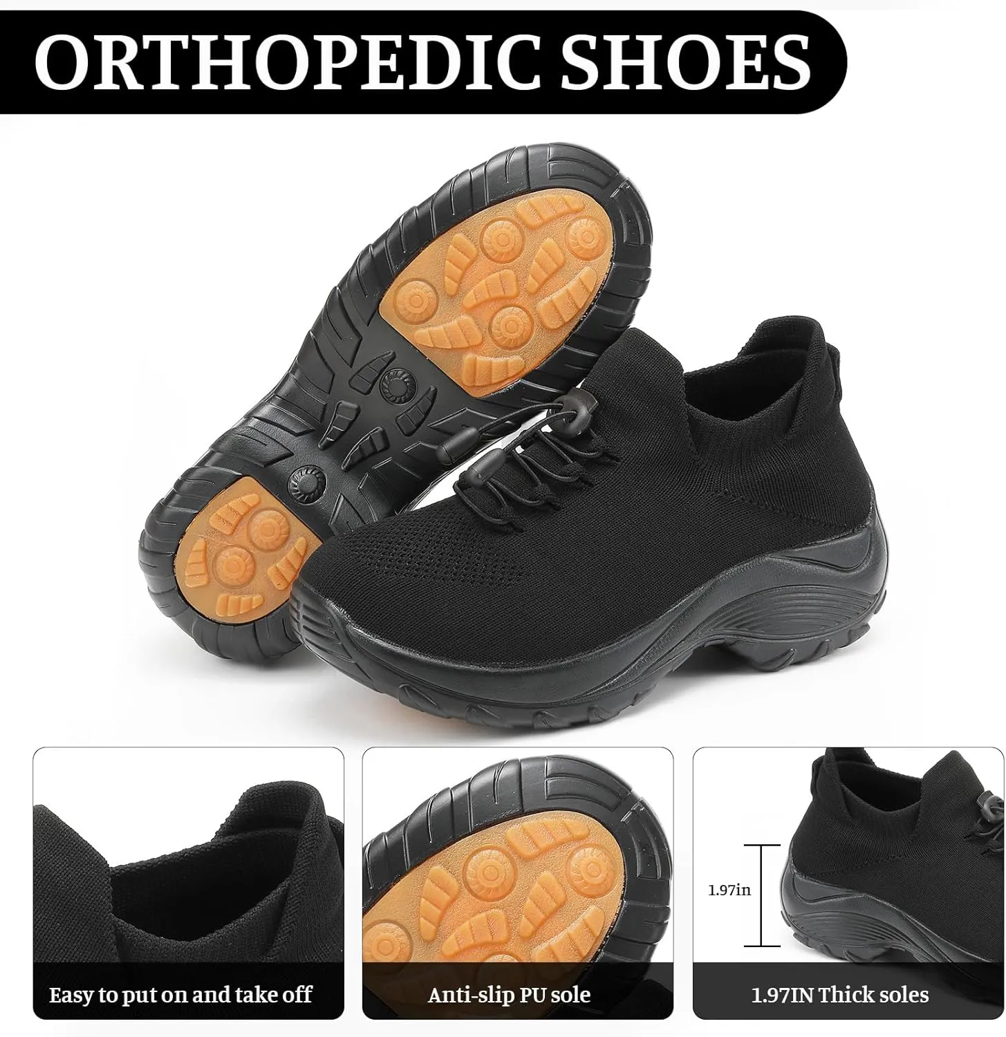 Comfort Wear Shoes for Women Men Fashion Comfortwear Orthopedic Shoe Ortho Breathable Shoes for Plantar Fasciitis Air Cushion Slip-On Orthopedic Diabetic Walking Shoes Orthofeet Sneakers