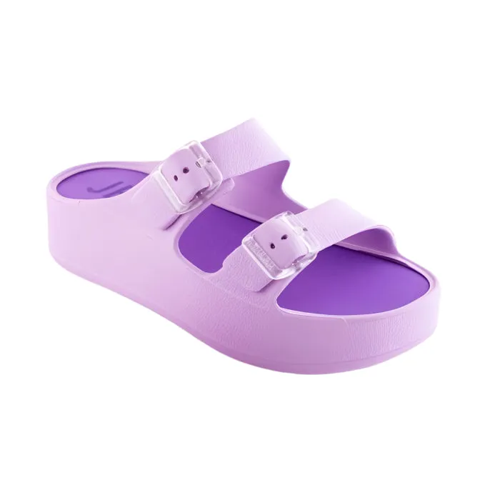 DOUBLE BUCKLE STRAP VIOLET WEDGE SANDAL
