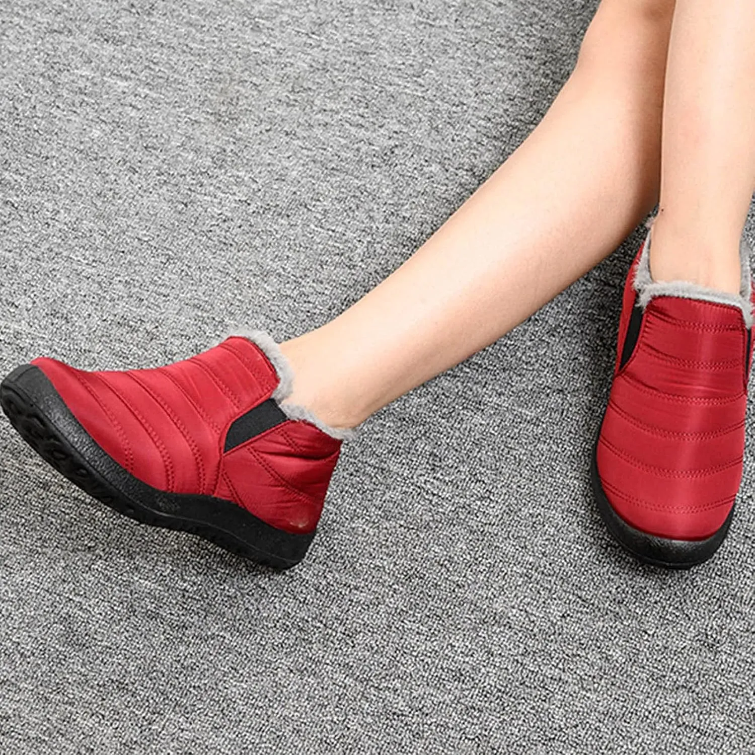 Eduavar Cowboy Boots for Women Cowboy Style, Western Boots Women Winter Snow Boots Casual Round Toe Warm Fleece Boots Shoes