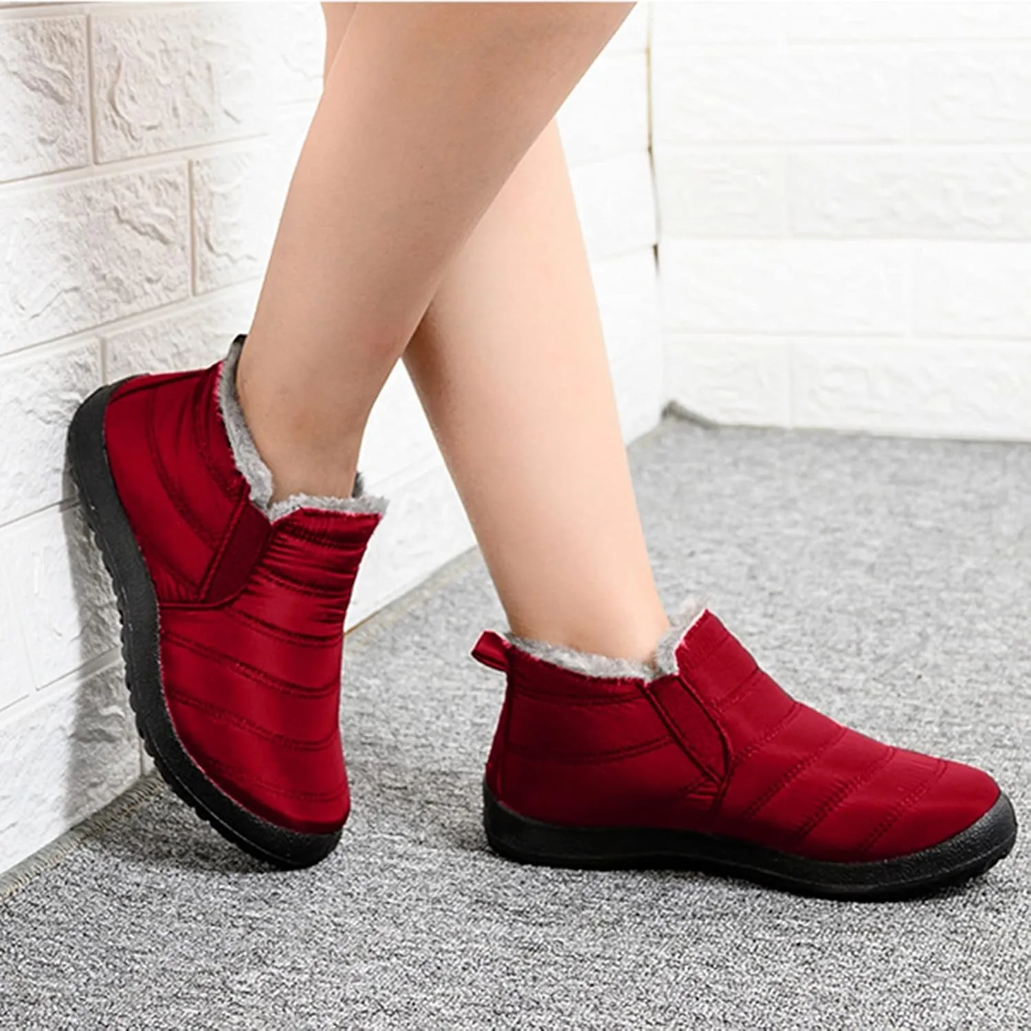 Eduavar Cowboy Boots for Women Cowboy Style, Western Boots Women Winter Snow Boots Casual Round Toe Warm Fleece Boots Shoes