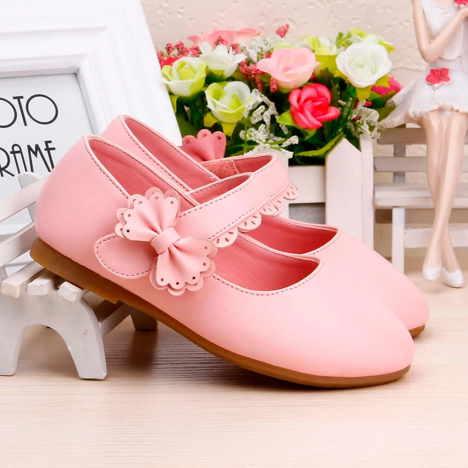 Kids Mary Jane Shoes Toddler Girls Anti-Slip Rubber Soft Sole Closed Toe Flat Princess Wedding Dress Shoes