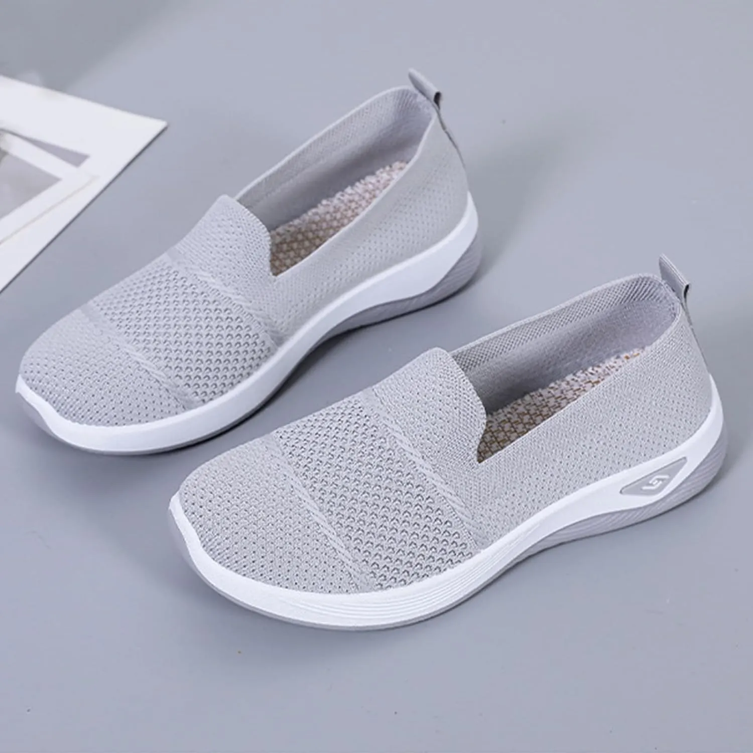 Kubbon Orthopedic Walking Shoes for Women Slip On Sneakers Mesh Up Stretch Platform Sneakers with Arch Support Diabetic Foam Shoes Lightweight Comfortable Breathable Shoe