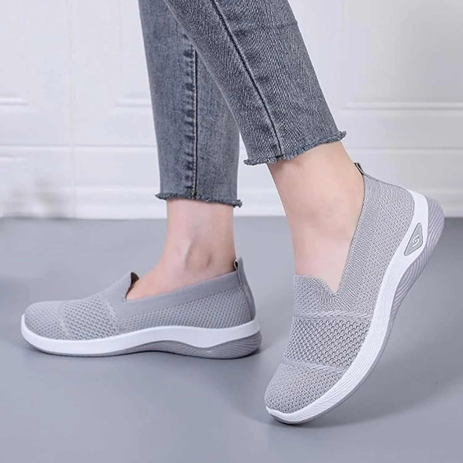 Kubbon Orthopedic Walking Shoes for Women Slip On Sneakers Mesh Up Stretch Platform Sneakers with Arch Support Diabetic Foam Shoes Lightweight Comfortable Breathable Shoe