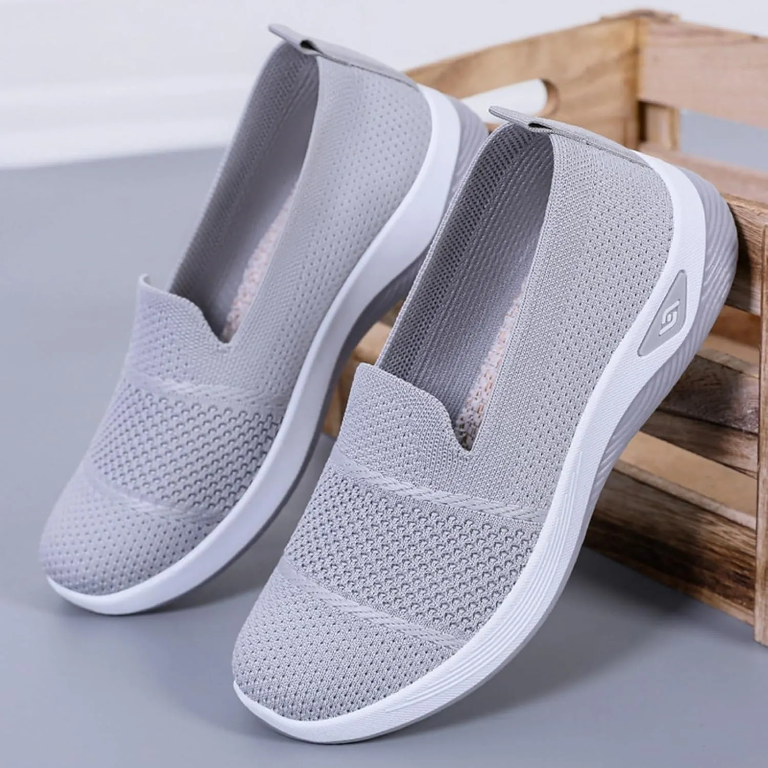 Kubbon Orthopedic Walking Shoes for Women Slip On Sneakers Mesh Up Stretch Platform Sneakers with Arch Support Diabetic Foam Shoes Lightweight Comfortable Breathable Shoe