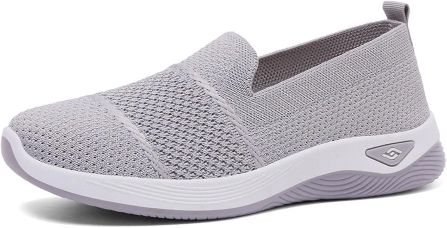 Kubbon Orthopedic Walking Shoes for Women Slip On Sneakers Mesh Up Stretch Platform Sneakers with Arch Support Diabetic Foam Shoes Lightweight Comfortable Breathable Shoe