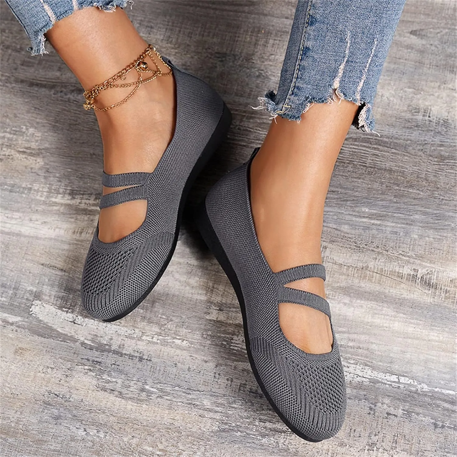Ladies Fashion Solid Color Breathable Knitting Comfortable Flat Casual Shoes Toddler Casual Loafers Flat Shoes