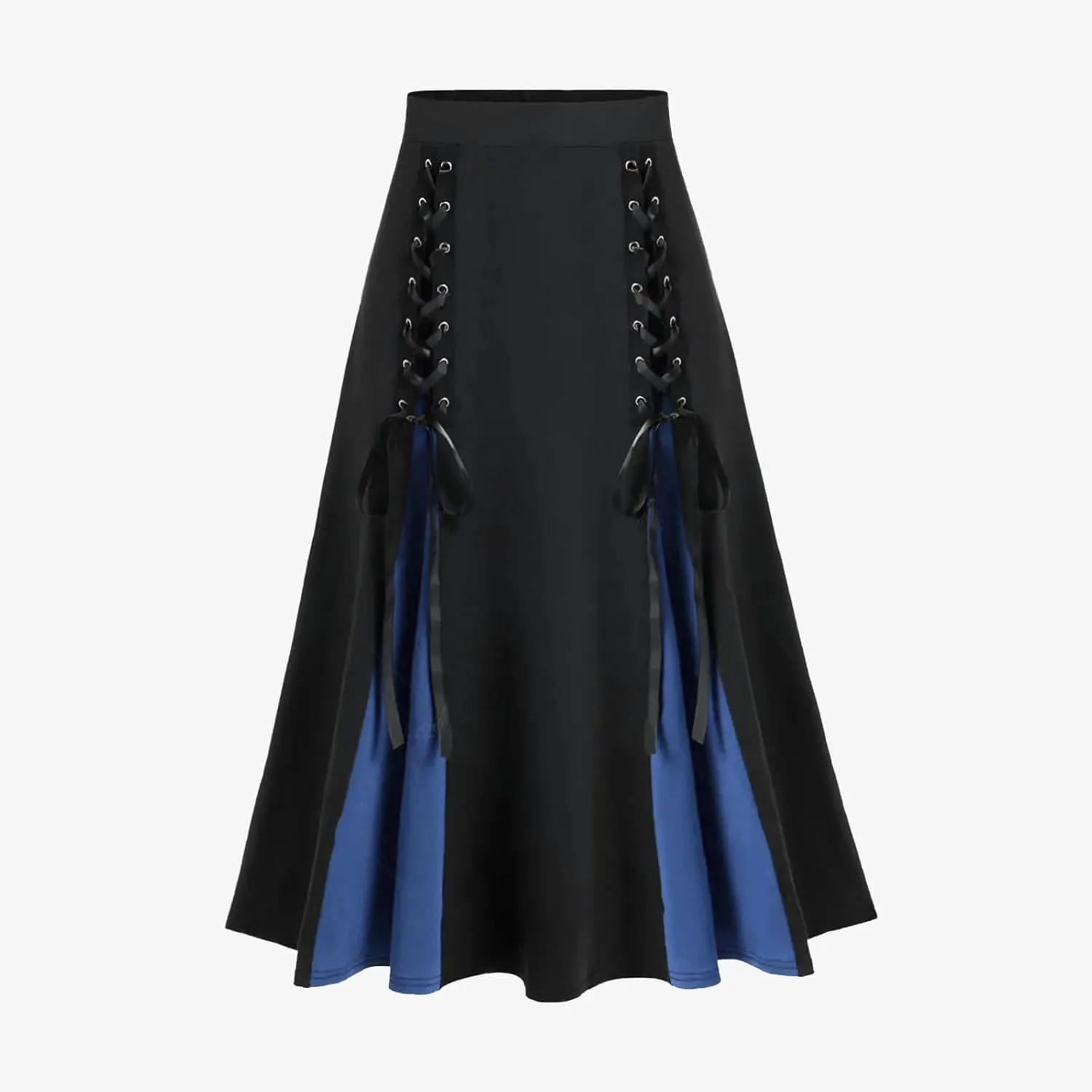 Maxi Skirts Women's Victorian Skirt Vintage A-Line Long Midi Skirt Lace Up Gothic Pleated Skirt Solid Long Skirts