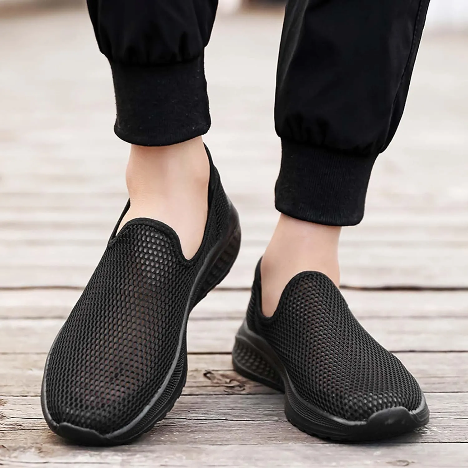 Men's Breathable Slip On Sneakers Lightweight Mesh Casual Walking Shoes for Outdoor Yoga Gym Travel
