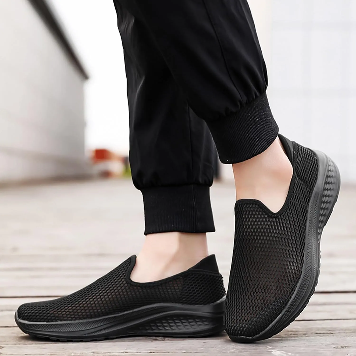 Men's Breathable Slip On Sneakers Lightweight Mesh Casual Walking Shoes for Outdoor Yoga Gym Travel