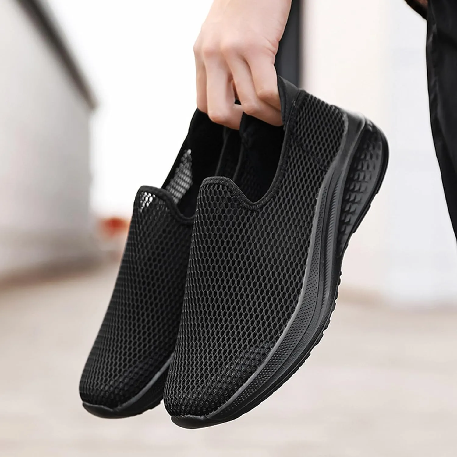 Men's Breathable Slip On Sneakers Lightweight Mesh Casual Walking Shoes for Outdoor Yoga Gym Travel