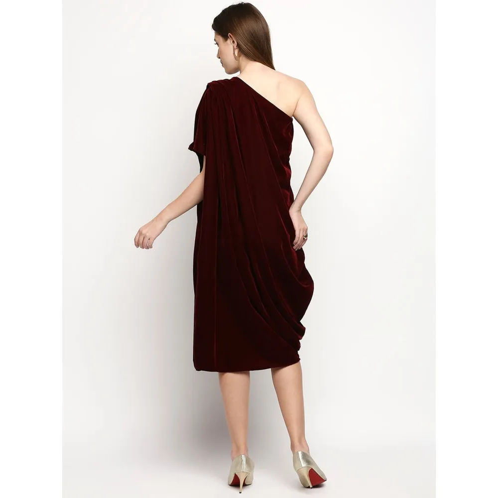 Monk & Mei Shakira-Dress-Maroon