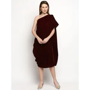 Monk & Mei Shakira-Dress-Maroon