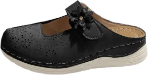 Mules for Women Comfort Closed Toe Sandals Casual Slip On Wedge Sandals Adjustable Hook Loop Low Heel Orthopedic Sandal Round Head Soft Bottom Footwear Breathable Shoes