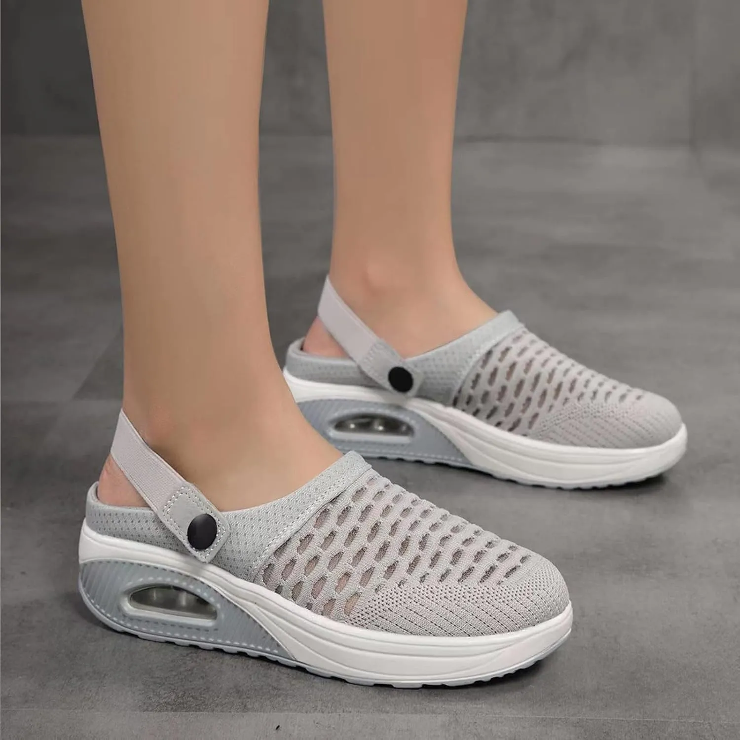 Orthopedic Clogs for Women Summer Air Cushion Platform Mesh Mules Sneaker Orthotic Walking Sneakers Breathable Comfortable Slip On Sandals