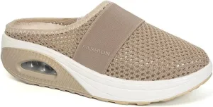 Orthopedic Shoes for Women Air Cushion Slip-on Diabetic Walking Shoes Closed Toe Slippers Breathable Wedge Platform Slipper with Arch Support