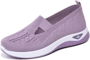 Orthopedic Shoes for Women Slip On Sneakers Breathable Soft Sole Diabetic Walking Shoes Comfort Non Slip Work Sneakers Lightweight Wide Width Soft Sole Arch Support Non-Slip Shoe
