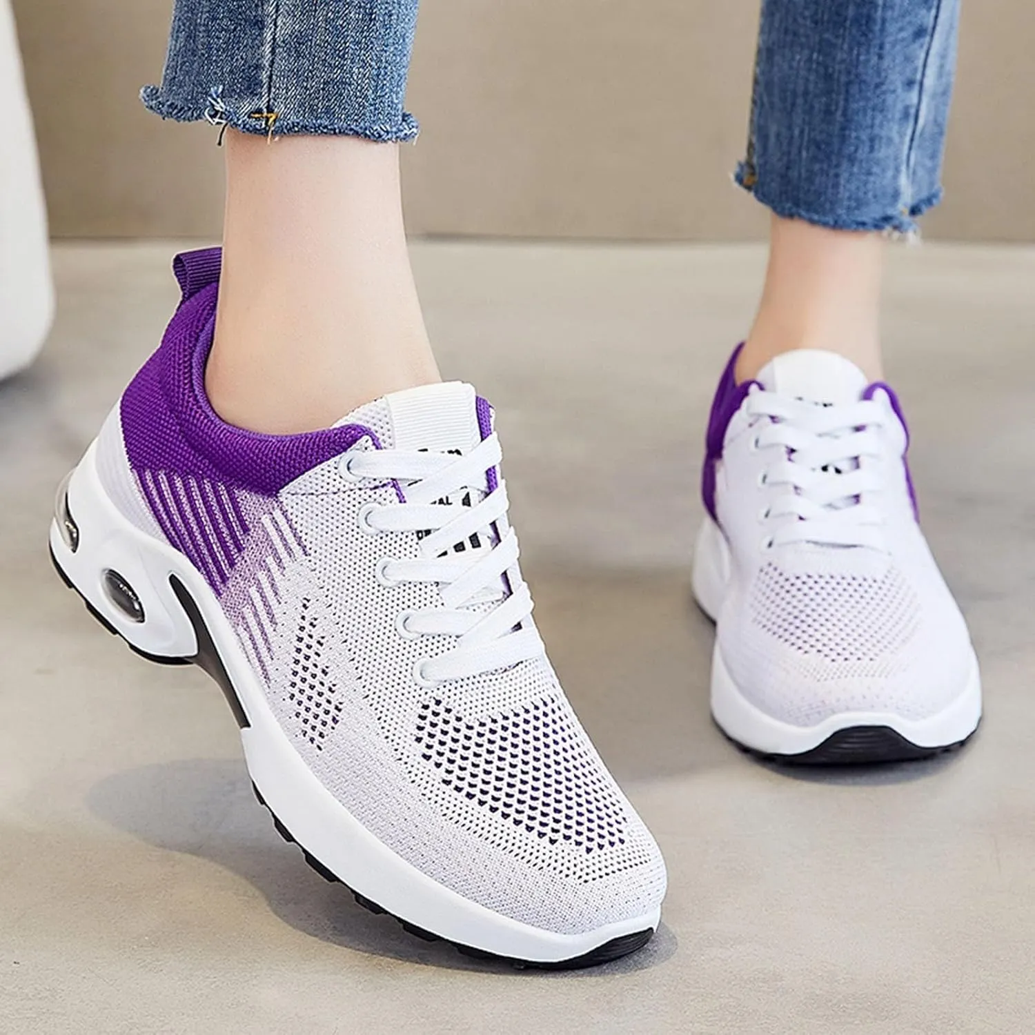Orthopedic Tennis Shoes for Women, Air Cushion Comfort Wear Orthowear Shoes for Women with Arch Support, Women's Fashion Sneakers Breathable Sports Casual Walking Running Jogging Shoe
