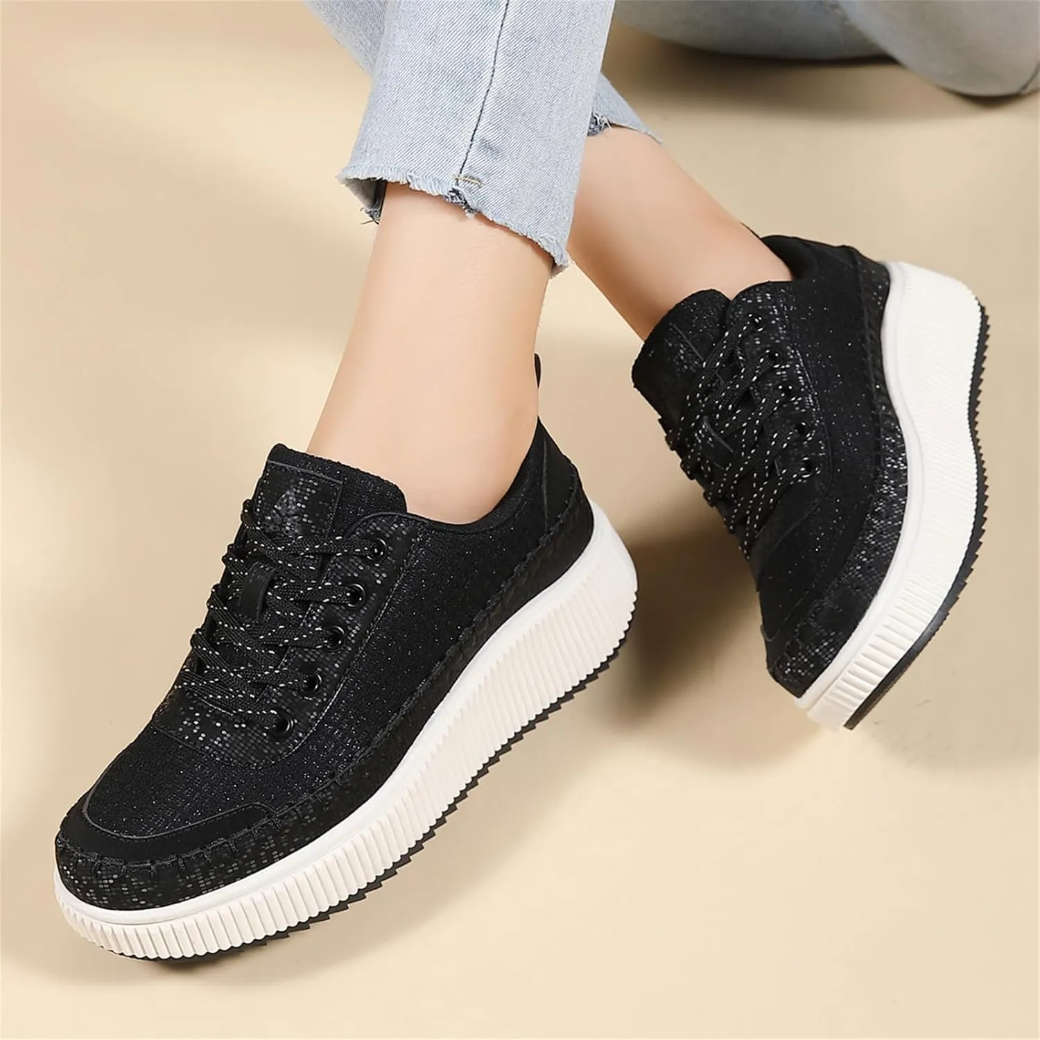 Platform Sneakers for Women Fashion Non-Slip Chunky Casual Walking Shoes Womens Breathable Lightweight Tennis