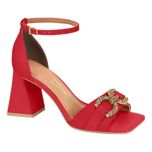 Red Ankle Strap Block Heels