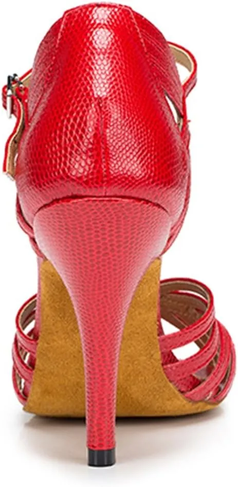 TDA Women's Fashion Single Strap Stiletto High Heel Latin Salsa Ballroom Dance Shoes