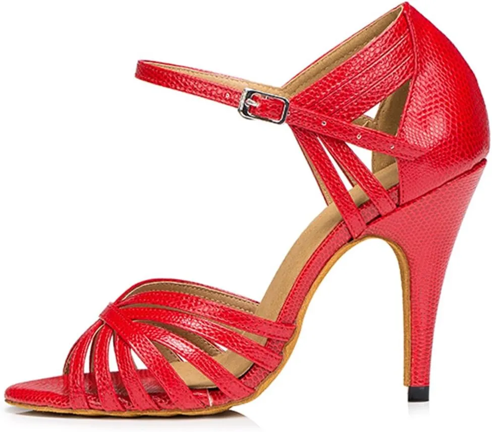 TDA Women's Fashion Single Strap Stiletto High Heel Latin Salsa Ballroom Dance Shoes