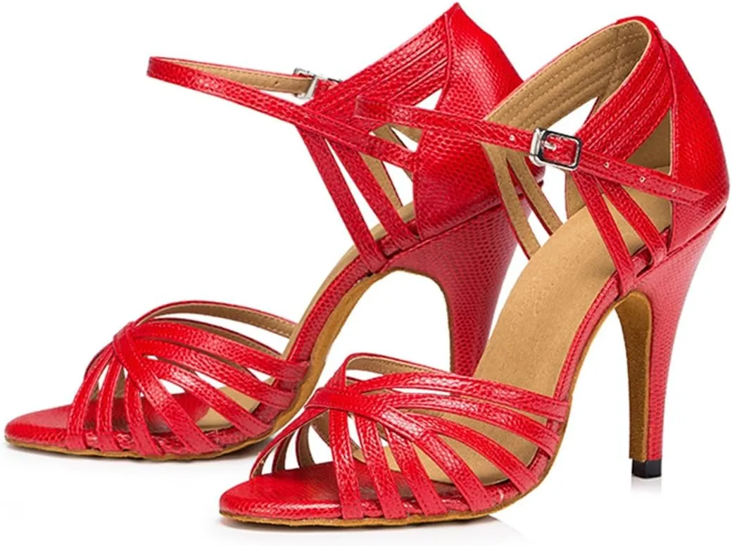 TDA Women's Fashion Single Strap Stiletto High Heel Latin Salsa Ballroom Dance Shoes