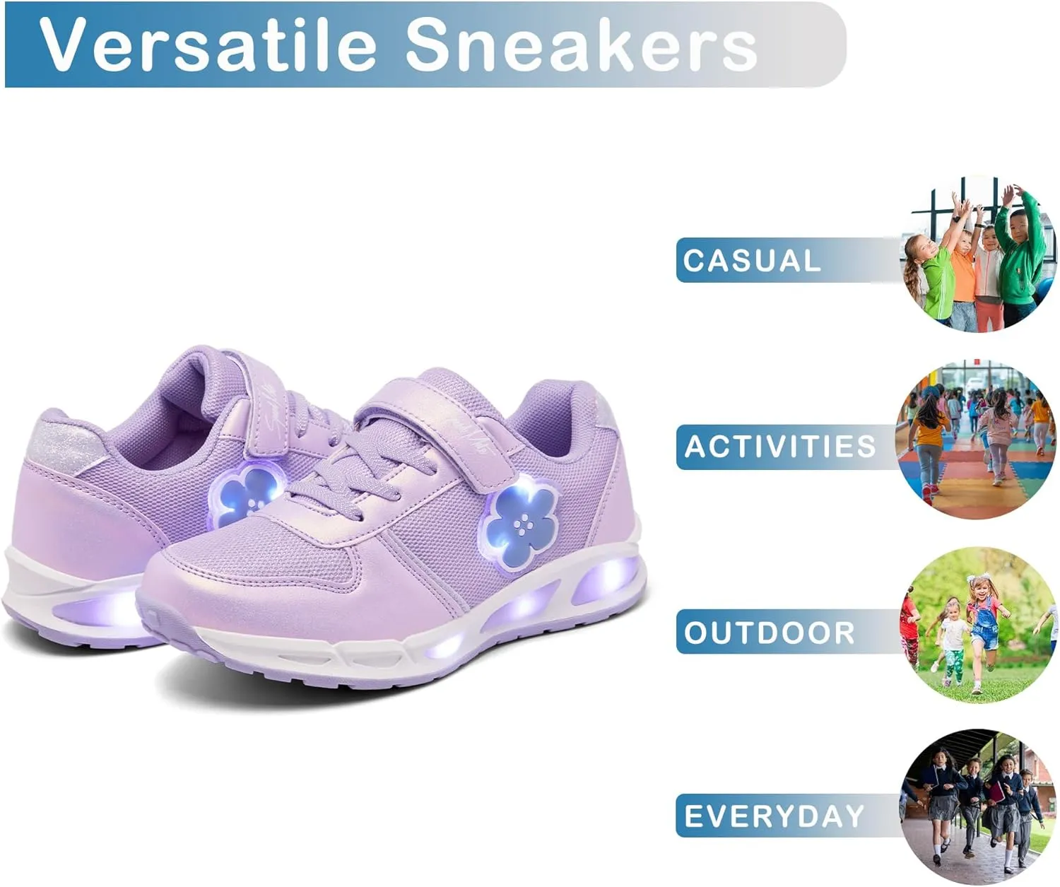 Toddler Light Up Shoes Boys Girls Breathable LED Glowing Luminous Tennis Sneakers for Outdoor Sport(Little/Big Kid)