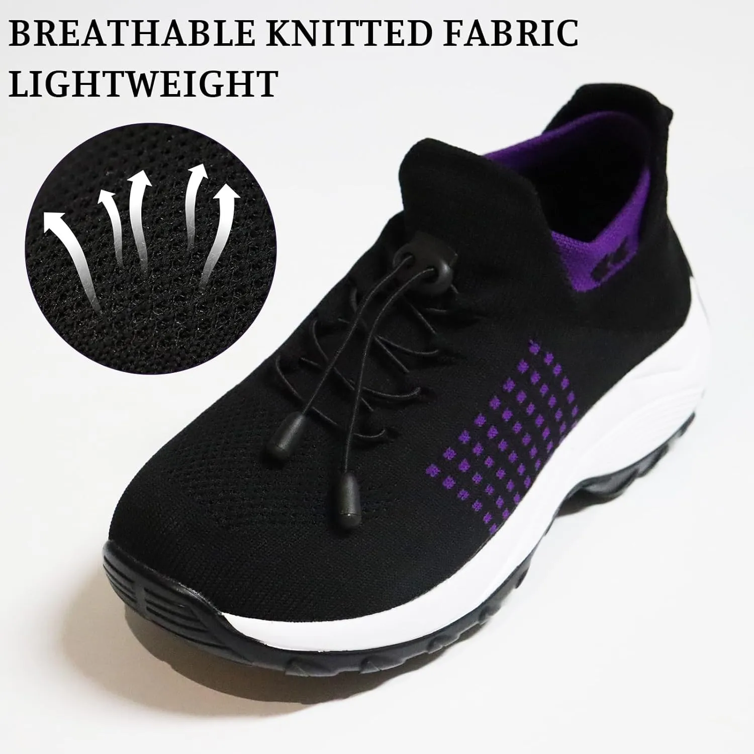 Women Orthopedic Sneakers Slip On for Walking, Breathable Comfortable, Thick Bottom Air Cushion, Non Slip for Gym, Casual Ladies Athletic Shoe