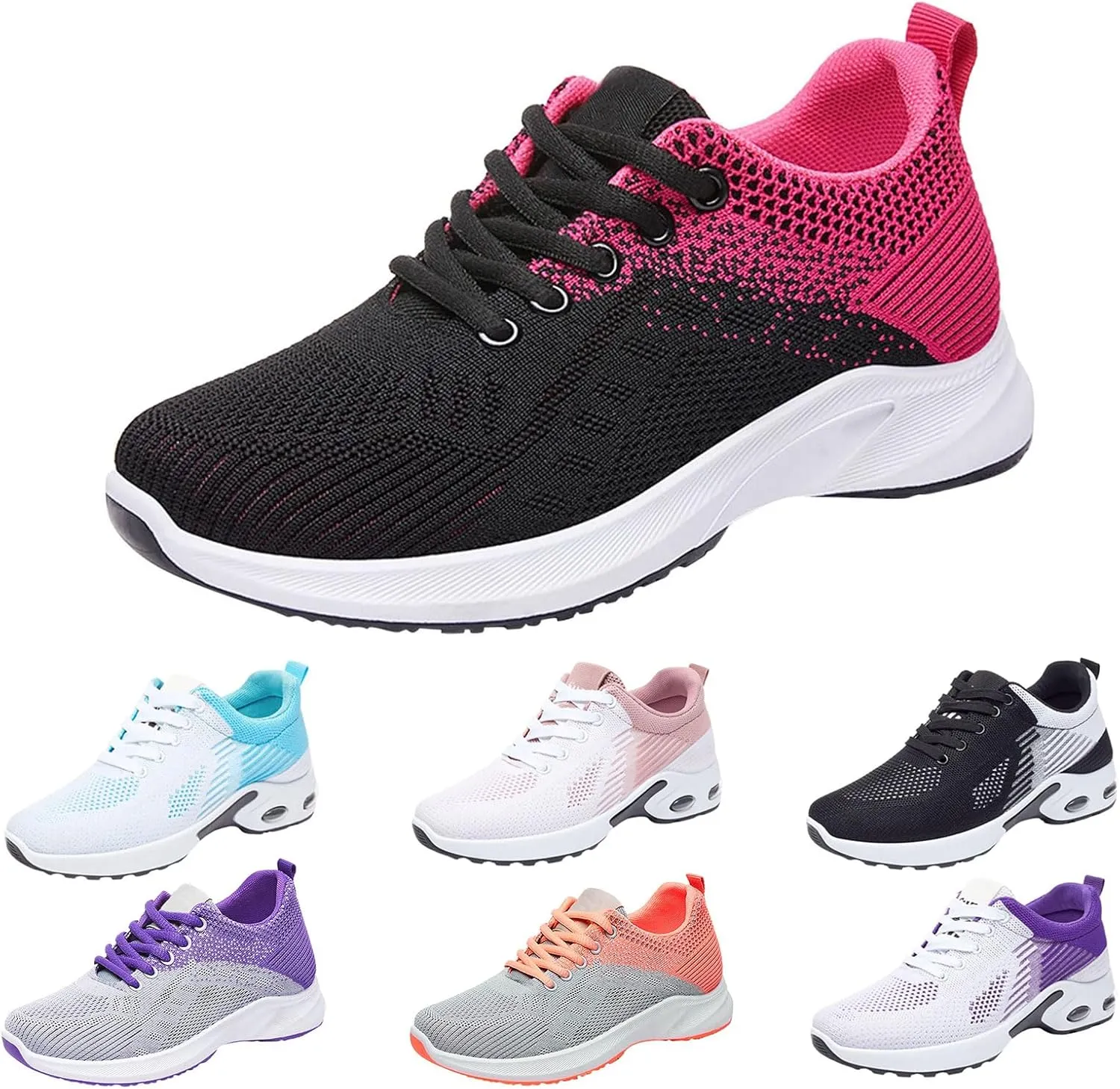 Women's Air Cushion Running Shoes Lightweight Tennis Walking Shoes Mesh Breathable Gym Work Fashion Sneakers Wide Width Toe Box Shoe Arch Support Walking Shoe Plantar Fasciitis Tennis Sneakers