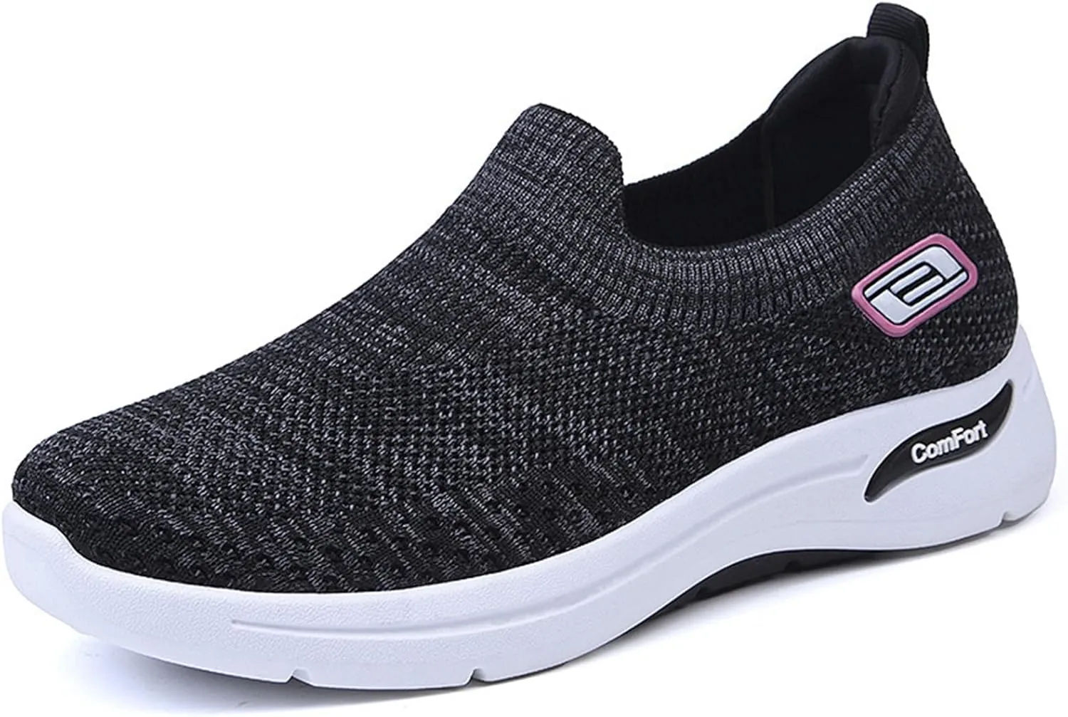 Women's Orthopedic Sneakers Breathable with Arch Support Slip on Mesh Knitted Flying Woven Low Top Work Walking Shoes Lightweight Wide Width Soft Sole Arch Support Non-Slip Casual Shoes