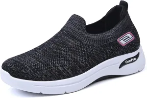 Women's Orthopedic Sneakers Breathable with Arch Support Slip on Mesh Knitted Flying Woven Low Top Work Walking Shoes Lightweight Wide Width Soft Sole Arch Support Non-Slip Casual Shoes