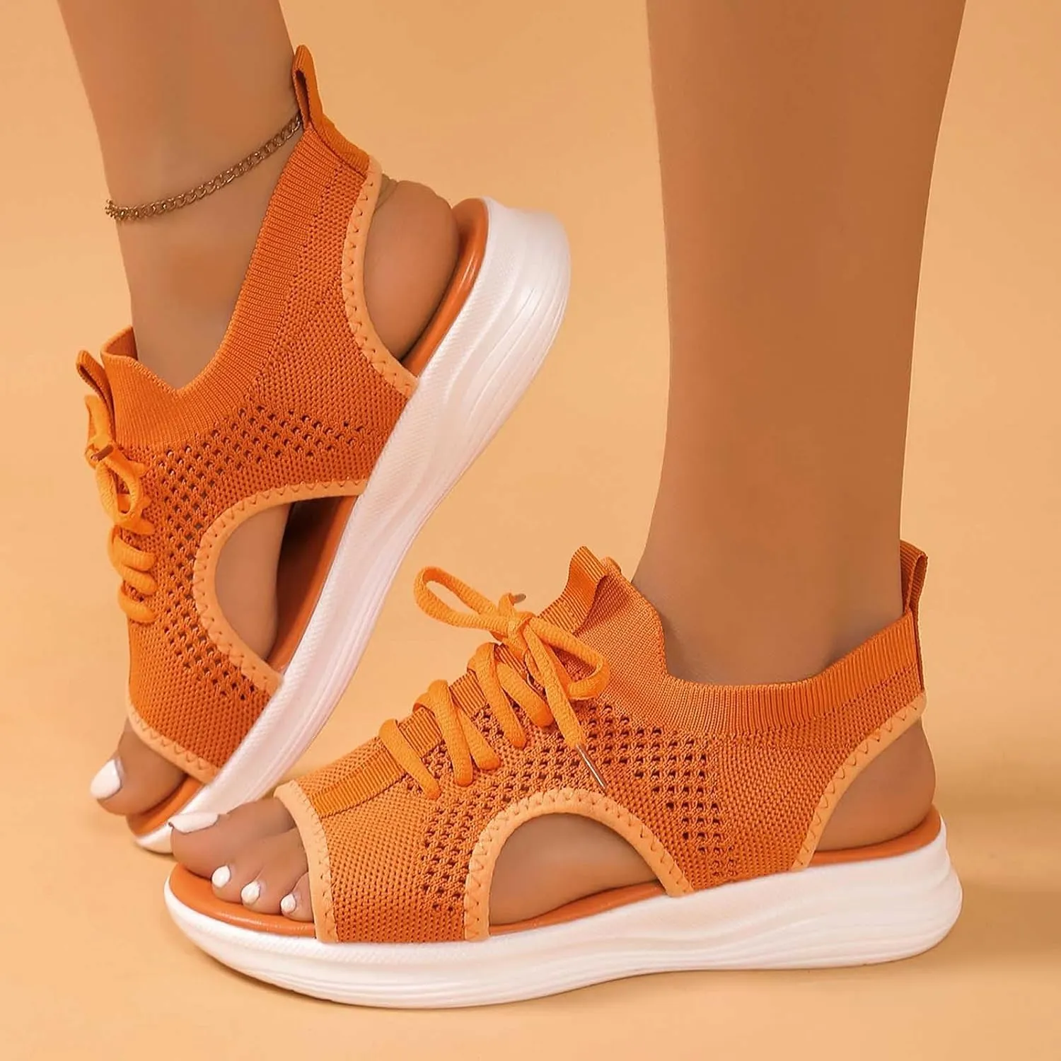 Women's Summer Fashion Cloth Breathable Open Toed Sandals Comfortable Platform Shoes Shoes Women