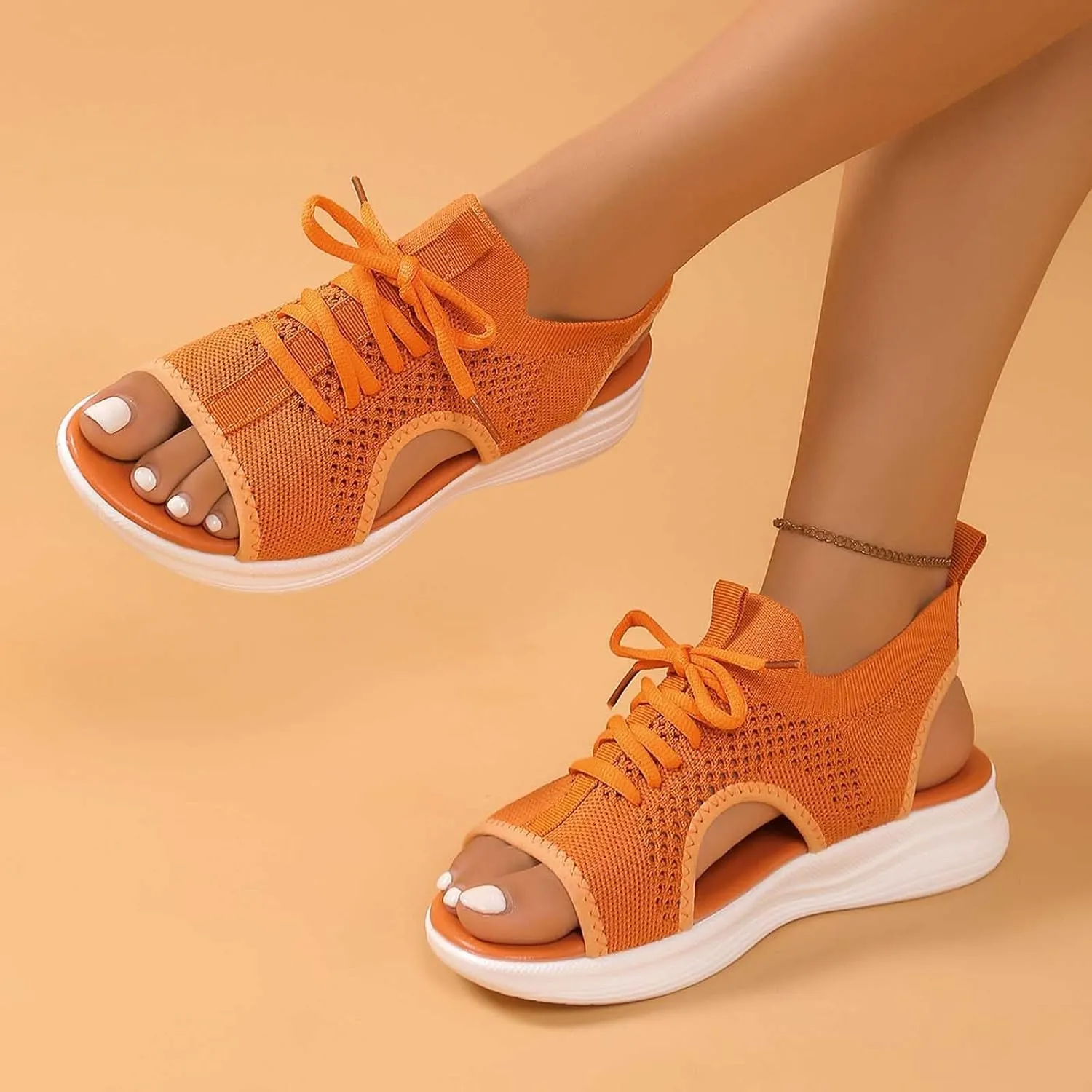 Women's Summer Fashion Cloth Breathable Open Toed Sandals Comfortable Platform Shoes Shoes Women