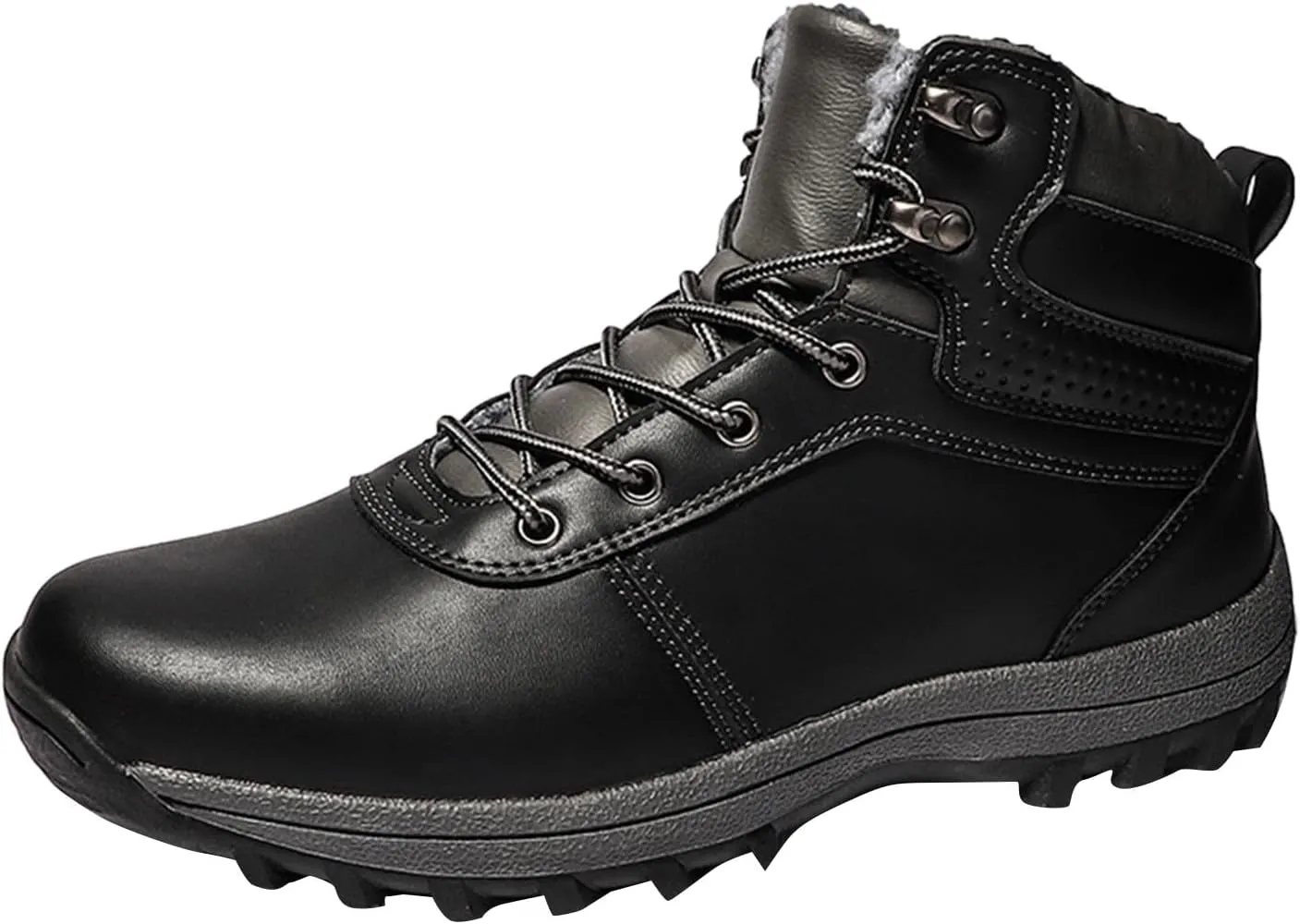 Work Boots for Men Cowboy Style Hiking Sneakers Fur Lined Ankle Boot Women's Safety Shoes Waterproof Platform Shoes Slip Resistant Safety Hike Grounded Footwear