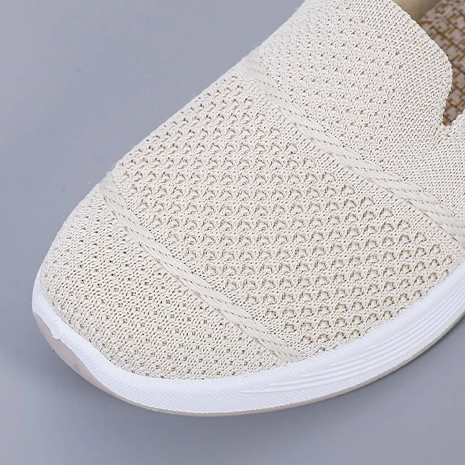 ZWRXW Slip On Orthopedic Sneakers Women Knitted Woven Breathable Soft Shoe Casual Mesh-Comfortable Tennis Shoes Arch Support Diabetic Foam Walking Shoes Workout Athletic Sneakers