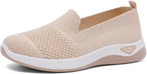ZWRXW Slip On Orthopedic Sneakers Women Knitted Woven Breathable Soft Shoe Casual Mesh-Comfortable Tennis Shoes Arch Support Diabetic Foam Walking Shoes Workout Athletic Sneakers